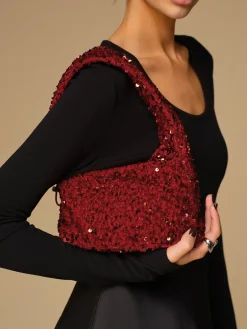 Sequins Drawstring Velvet Armpit Bag Bags|Accessories