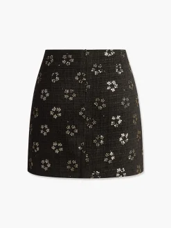 Sequins Floral Tweed Skirt Skirts|Bottoms