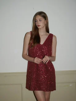 Outlet Sequins Tank Short Dress Casual Dresses|Work Dresses