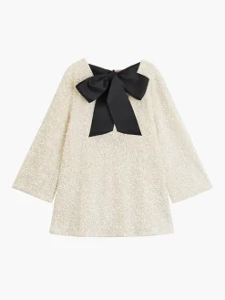 New Sequins Velvet Bowknot Mini Dress White Dresses|Cocktail & Party Dresses