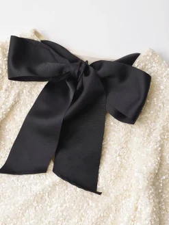 New Sequins Velvet Bowknot Mini Dress White Dresses|Cocktail & Party Dresses