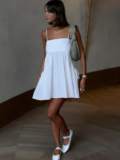 Serendipity Drawstring Pockets Cami Short Dress White Dresses|Casual Dresses