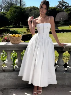 New Serendipity Frenchy Flowy Long Dress White Dresses|Black Dresses
