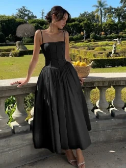 New Serendipity Frenchy Flowy Long Dress White Dresses|Black Dresses