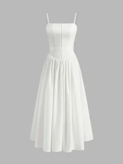 New Serendipity Frenchy Flowy Long Dress White Dresses|Black Dresses