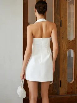Outlet Sexy Halter Solid Dress Casual Dresses|Work Dresses