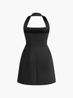 Outlet Sexy Halter Solid Dress Casual Dresses|Work Dresses