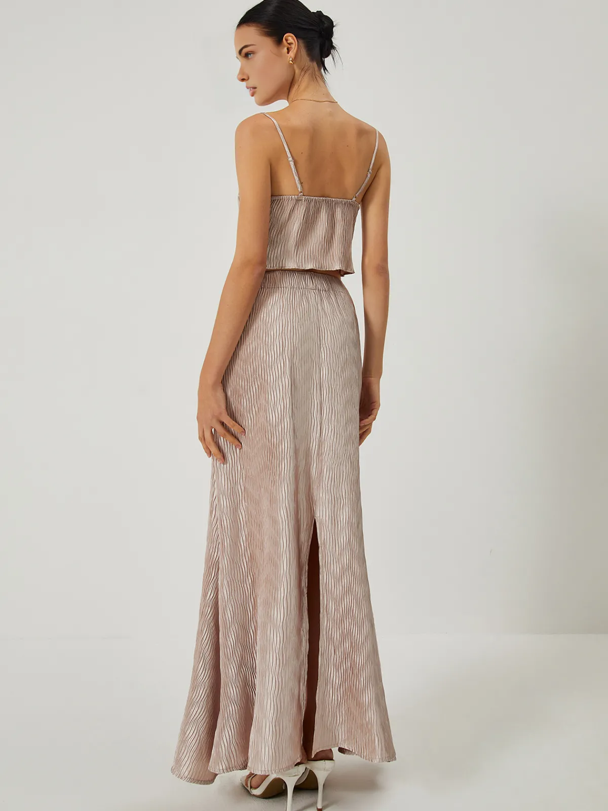 Best Sexy Lace Up Corset Top and Maxi Skirt Set Skirt Sets|Long Sleeve Sets