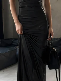 Clearance Sexy Slim Fit Tank Long Dress Black Dresses|Cocktail & Party Dresses