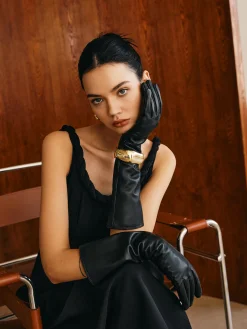 Online Sheepskin Fleece Lined Long Gloves Accessories