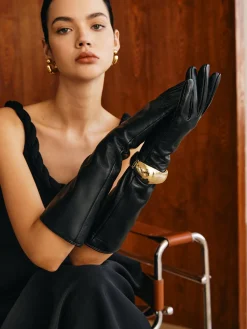 Online Sheepskin Fleece Lined Long Gloves Accessories