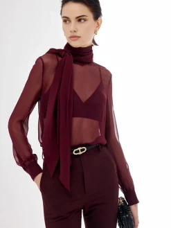 Clearance Sheer Bow Chiffon Shirt Blouses & Shirts|Tops