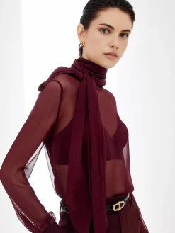 Clearance Sheer Bow Chiffon Shirt Blouses & Shirts|Tops