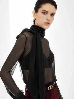 Clearance Sheer Bow Chiffon Shirt Blouses & Shirts|Tops
