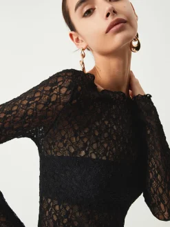 Clearance Sheer Floral Long Sleeve Top T-shirts|Tops