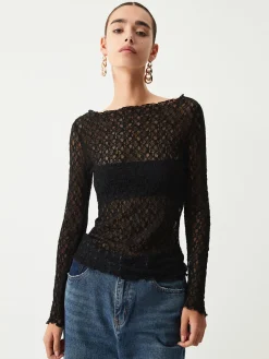 Clearance Sheer Floral Long Sleeve Top T-shirts|Tops