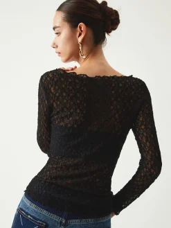 Clearance Sheer Floral Long Sleeve Top T-shirts|Tops