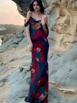 New Sheer Floral Print Cami Long Dress Casual Dresses|Floral Dresses