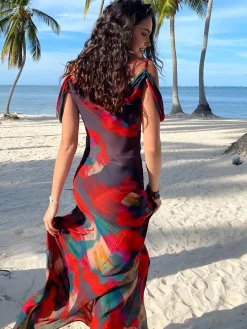 New Sheer Floral Print Cami Long Dress Casual Dresses|Floral Dresses