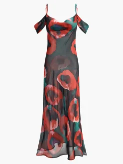 New Sheer Floral Print Cami Long Dress Casual Dresses|Floral Dresses