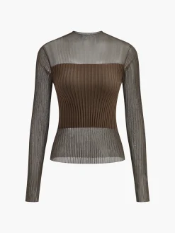Best Sheer Panel Slim Sweater Sweater Tops|Sweaters & Cardigans