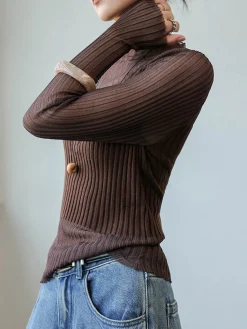 Best Sheer Panel Slim Sweater Sweater Tops|Sweaters & Cardigans