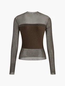 Best Sheer Panel Slim Sweater Sweater Tops|Sweaters & Cardigans