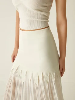 Sheer Pleated Midi Skirt Skirts|Bottoms