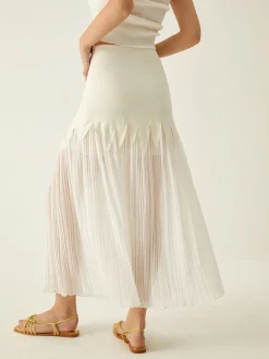 Sheer Pleated Midi Skirt Skirts|Bottoms