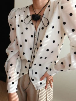 New Sheer Polka Dot Blouse Blouses & Shirts|Tops