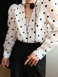 New Sheer Polka Dot Blouse Blouses & Shirts|Tops