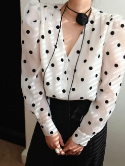 New Sheer Polka Dot Blouse Blouses & Shirts|Tops