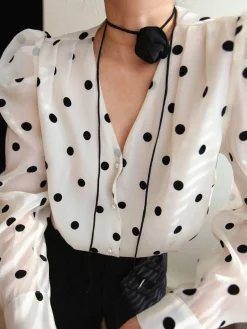 New Sheer Polka Dot Blouse Blouses & Shirts|Tops