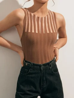 Hot Sheer Ribbed Tank Top Tank Tops & Camis|Tops