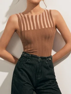 Hot Sheer Ribbed Tank Top Tank Tops & Camis|Tops
