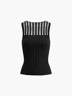 Hot Sheer Ribbed Tank Top Tank Tops & Camis|Tops