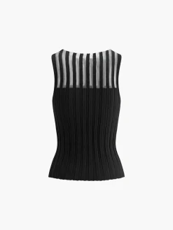 Hot Sheer Ribbed Tank Top Tank Tops & Camis|Tops
