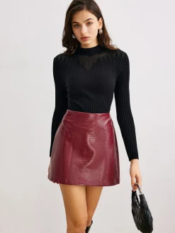 Sheer-Detail Ribbed Slim Sweater Sweater Tops|Sweaters & Cardigans