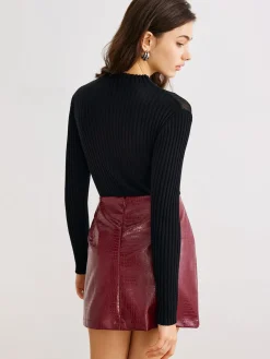 Sheer-Detail Ribbed Slim Sweater Sweater Tops|Sweaters & Cardigans