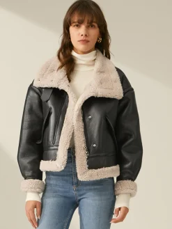 Discount Sherpa Lined Shearling Leather Flight Jacket Outerwear|Jackets