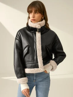 Discount Sherpa Lined Shearling Leather Flight Jacket Outerwear|Jackets
