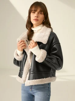 Discount Sherpa Lined Shearling Leather Flight Jacket Outerwear|Jackets