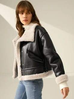 Discount Sherpa Lined Shearling Leather Flight Jacket Outerwear|Jackets