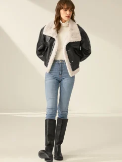 Discount Sherpa Lined Shearling Leather Flight Jacket Outerwear|Jackets
