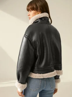 Discount Sherpa Lined Shearling Leather Flight Jacket Outerwear|Jackets