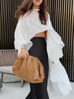 Clearance Shift Chiffon Asymmetrical Cover Up Swimwear|Tops
