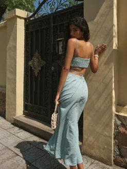 Clearance Shirred Cut Out Midi Dress Casual Dresses|Vacation Dresses