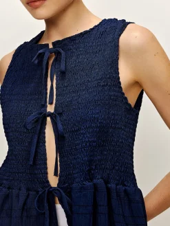 Outlet Shirred Lace Up Ruffle Tank Blouse Blouses & Shirts|Tank Tops & Camis