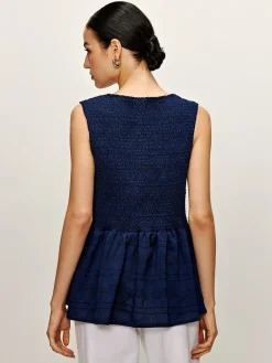 Outlet Shirred Lace Up Ruffle Tank Blouse Blouses & Shirts|Tank Tops & Camis