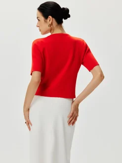 Short Sleeve Button Knit Top Sweater Tops|Sweaters & Cardigans